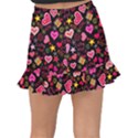 Multicolored Love Hearts Kiss Romantic Pattern Fishtail Mini Chiffon Skirt View2