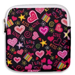 Multicolored Love Hearts Kiss Romantic Pattern Mini Square Pouch by uniart180623