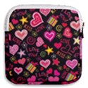 Multicolored Love Hearts Kiss Romantic Pattern Mini Square Pouch View2