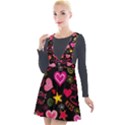 Multicolored Love Hearts Kiss Romantic Pattern Plunge Pinafore Velour Dress View1