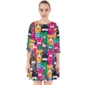 Cat Funny Colorful Pattern Smock Dress View1