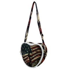 Flag Usa American Flag Heart Shoulder Bag by uniart180623