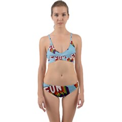 Fun Word Inscription Rainbow Pattern Wrap Around Bikini Set by uniart180623