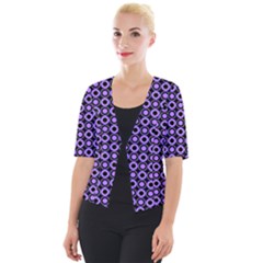 Mazipoodles Purple Donuts Polka Dot  Cropped Button Cardigan by Mazipoodles