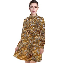 Honey Bee Bees Insect Long Sleeve Chiffon Shirt Dress by Ravend