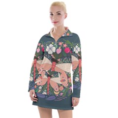 Bug Nature Flower Dragonfly Women s Long Sleeve Casual Dress by Ravend