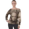 Cyborg Robot Future Drawing Poster Off Shoulder Long Sleeve Velour Top View1