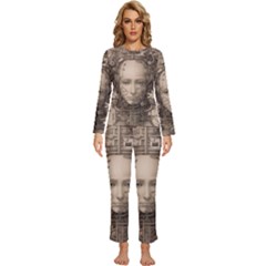 Cyborg Robot Future Drawing Poster Womens  Long Sleeve Lightweight Pajamas Set by Ravend