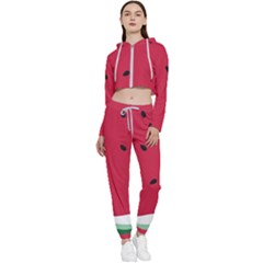 Minimalist Summer Watermelon Wallpaper Cropped Zip Up Lounge Set by Ravend