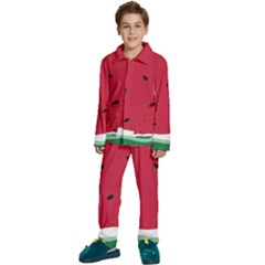 Minimalist Summer Watermelon Wallpaper Kids  Long Sleeve Velvet Pajamas Set by Ravend