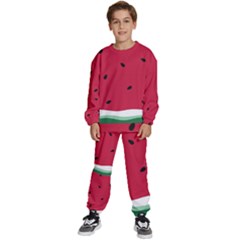 Minimalist Summer Watermelon Wallpaper Kids  Sweatshirt Set by Ravend