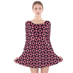 Mazipoodles Red Donuts Polka Dot  Long Sleeve Velvet Skater Dress by Mazipoodles