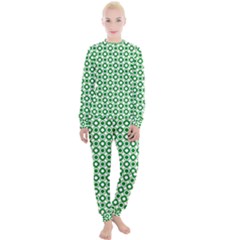 Mazipoodles Green White Donuts Polka Dot  Women s Lounge Set by Mazipoodles