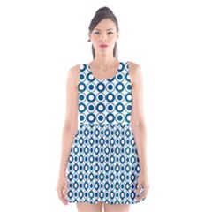 Mazipoodles Dusty Duck Egg Blue White Donuts Polka Dot Scoop Neck Skater Dress by Mazipoodles