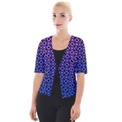 Mazipoodles Purple Pink Gradient Donuts Polka Dot Cropped Button Cardigan by Mazipoodles