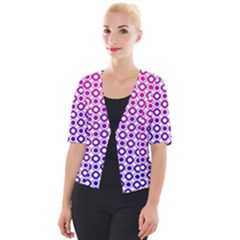 Mazipoodles Pink Purple White Gradient Donuts Polka Dot  Cropped Button Cardigan by Mazipoodles