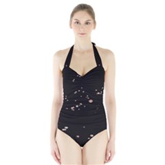 Abstract Rose Gold Glitter Background Halter Swimsuit by artworkshop