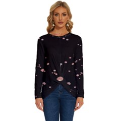 Abstract Rose Gold Glitter Background Long Sleeve Crew Neck Pullover Top by artworkshop