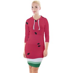 Minimalist Summer Watermelon Wallpaper Quarter Sleeve Hood Bodycon Dress by Ravend