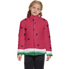 Minimalist Summer Watermelon Wallpaper Kids  Puffer Bubble Jacket Coat by Ravend