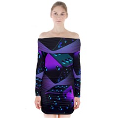 3d Ludo Game,gambling Long Sleeve Off Shoulder Dress by Bangk1t