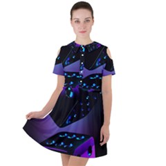 3d Ludo Game,gambling Short Sleeve Shoulder Cut Out Dress  by Bangk1t