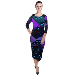 3d Ludo Game,gambling Quarter Sleeve Midi Velour Bodycon Dress by Bangk1t