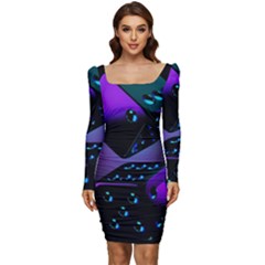 3d Ludo Game,gambling Women Long Sleeve Ruched Stretch Jersey Dress by Bangk1t