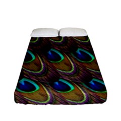 Peacock-feathers-bird-plumage Fitted Sheet (full/ Double Size) by Ravend