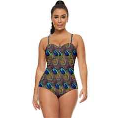 Peacock-feathers-bird-plumage Retro Full Coverage Swimsuit by Ravend