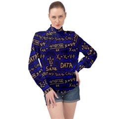 Art Pattern Design Background Graphic High Neck Long Sleeve Chiffon Top by Ravend