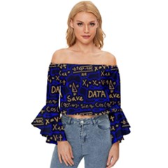 Art Pattern Design Background Graphic Off Shoulder Flutter Bell Sleeve Top by Ravend