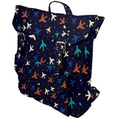 Blue Background Cute Airplanes Buckle Up Backpack by ConteMonfrey