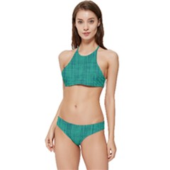 Painted Green Digital Wood Banded Triangle Bikini Set by ConteMonfrey