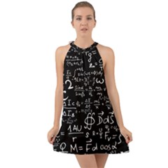 E=mc2 Text Science Albert Einstein Formula Mathematics Physics Halter Tie Back Chiffon Dress by uniart180623