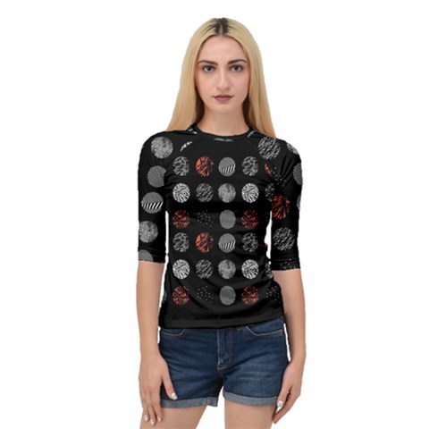 Black And Multicolored Polka Dot Artwork Digital Art Quarter Sleeve Raglan Tee by uniart180623