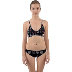 Black And Multicolored Polka Dot Artwork Digital Art Wrap Around Bikini Set by uniart180623