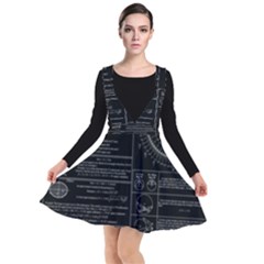 Black Background With Text Overlay Mathematics Trigonometry Plunge Pinafore Dress by uniart180623