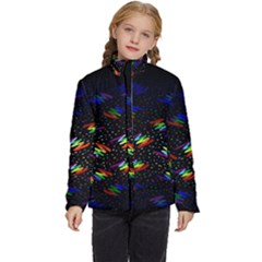 Rainbows Pixel Pattern Kids  Puffer Bubble Jacket Coat by uniart180623