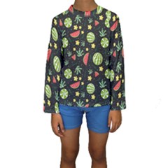 Watermelon Berries Patterns Pattern Kids  Long Sleeve Swimwear by uniart180623