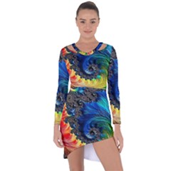 Colorful Digital Art Fractal Design Asymmetric Cut-out Shift Dress by uniart180623