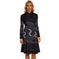 Abstract Mandala Twirl Long Sleeve Shirt Collar A-line Dress by uniart180623