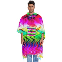 Waves Of Color Men s Hooded Rain Ponchos by uniart180623