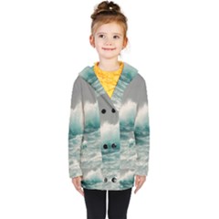 Big Storm Wave Kids  Double Breasted Button Coat by uniart180623