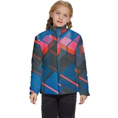 Minimalist Abstract Shaping Abstract Digital Art Minimalism Kids  Puffer Bubble Jacket Coat by uniart180623