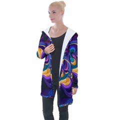 Colorful Waves Abstract Waves Curves Art Abstract Material Material Design Longline Hooded Cardigan by uniart180623