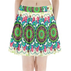 Mandala Flowers Abstract Butterflies Floral Pattern Summer Pleated Mini Skirt by uniart180623