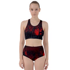 Dark Forest Jungle Plant Black Red Tree Racer Back Bikini Set by uniart180623