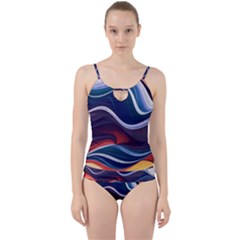 Wave Of Abstract Colors Cut Out Top Tankini Set by uniart180623