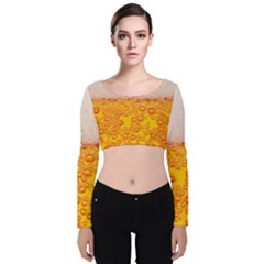 Beer Texture Drinks Texture Velvet Long Sleeve Crop Top by uniart180623